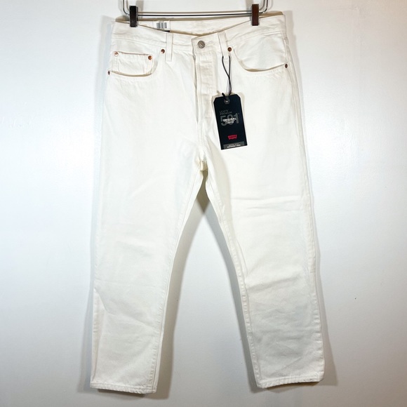 NWT Revolve Levi’s 501 Crop in Come Clean White High Rise Straight Leg Sz 31x26 - Picture 3 of 12